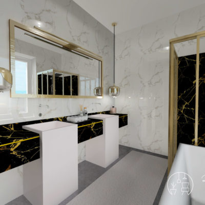 Holló Annamária lakberendező referencia fürdő 3D - Kifinomult luxus